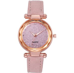 Casual Star Watch Sanded Leather Strap Silver Diamond Dial Relojes de cuarzo para mujer Relojes de pulsera para mujer Fábrica al por mayor