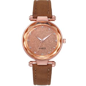 Casual Starry Sky Watch Bracelet en cuir coloré Silver Diamond Dial Quartz Femmes Montres Délicates Montres-bracelets Manufacture 285a