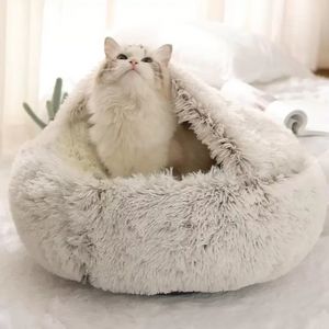 Camas para gatos Muebles de felpa para mascotas Cama para perros Casa Gatito redondo cálido Semicerrado Nido de invierno Perrera Gatos Sofá Estera Cesta Saco de dormir dhl