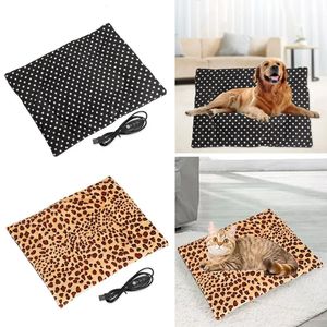 Lits de chat meubles hiver lavable coussin chauffant lit USB couverture électrique tapis pour animaux de compagnie chauffage chien et 231108