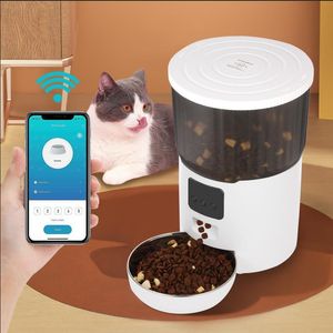 Comederos para gatos Alimentador para mascotas de 4L Dispensador de alimentos inteligente para perros Alimentación cuantitativa regular con grabación de audio Suministros automáticos 230410