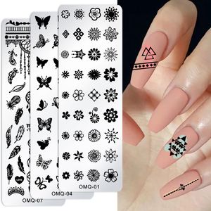 Cat Butterfly snow Nail Stamping Plates Geometric Lines Leaves Flowers Design Image Printing Plates Stencil Stamp Tools free DHL