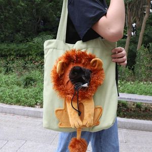 Cat Carriers Soft Pet Lion Design Portable Breathing Bag Dog Carrier Bags Outgoing Travel Pets Handbag With Safety Zippers