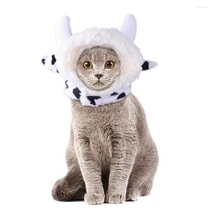 Disfraces de gato divertido disfraz lindo de Halloween cálido sombrero de vaca de leche para ajustable suave pequeña mascota sombreros cachorro perro