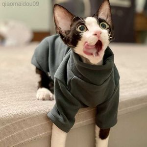 Cat Costumes Sphynx Cat Clothes Baby Soft Cotton Fall Winter Kitten Small Dog Clothes for Cornish Devon Cat Costume Hairless Pet Clothes AA230324
