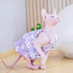 Chat Costumes Sphynx Robe D'été Dentelle Floral Coton Jupe Pour Chatons Sans Poils Vêtements Doux Mince Matériel Devon Rex Pet