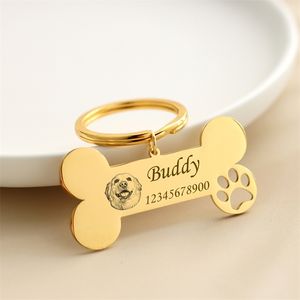 Chat Chien ID Tag Personnalisé Gravure Gratuite Personnalisé Collier De Chien Pet Charme Nom Pendentif Os Collier Collier Chiot DIY Porte-clés 220608