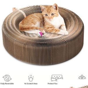Cat Furniture Scratchers Cat Furniture Scratchers Pet Scratcher Lounge Bed Plegable Plegable Papel corrugado Deform Scratch Boa Dhtqe