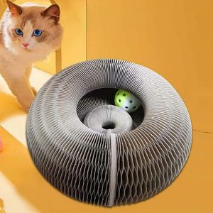 Cat Furniture Scratchers Magic Organ Board Toy with Bell Grinding Claw Climbing Frame Round Corrugated Litter 220906