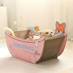 Muebles para gatos Rascadores Sofá vintage Bañera Poste rascador corrugado Nido Integrado Reemplazable Garra desmontable Juguete de molienda 231128