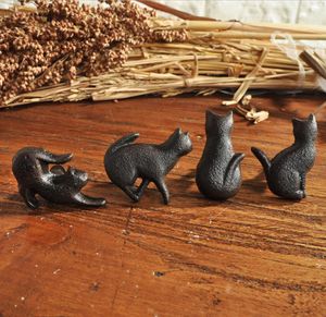 Poignées de chat armoire à vin en fonte noire mate tiroir tirer armoires de meubles simples américaines porte poignées en métal créatives