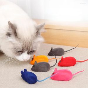 Juguetes para gatos 3 unids lindo ratón artificial de plástico suave con color aleatorio chirriando sonido mascota y perro