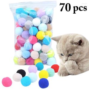 Cat Toys 70 PCS Cute Funny Strush Plush Ball Colorido Toy Interactive Kitten Chew
