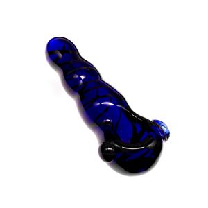 Pipe cuillère en verre de cobalt au design unique Caterpillar – 9,4 cm, couleur bleue, idéale pour fumer du tabac