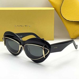 CATEYE Double cadre Lunettes de soleil en acétate et en métal 40119 Brand Fashion Women Designer Sunglasses Metal Double Frame Pilot Glasse