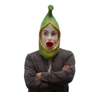 Catsuit Costumes Masque Banane Amusant Carnaval Cosplay Halloween Latex Plein Visage Adulte Femme Déguisement Drôle Rave Fruit Scream Hommes Costume Cyberpunk