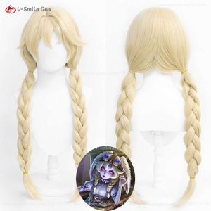 Trajes de catsuit jogo identidade v galatea escultor cosplay 75cm luz dourada trançada trança anime peruca resistente ao calor perucas sintéticas