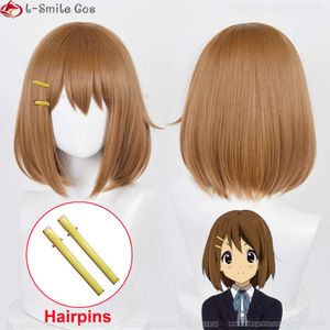 Catsuit Costumes K-ON Cosplay 33 cm marron Hirasawa Yui Anime perruques épingles à cheveux résistant à la chaleur cheveux fête + bonnet de perruque