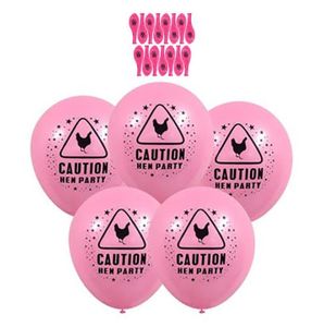 Attention partie de poule imprimé ballons roses accessoires de décoration mariée pour être Bachelorette poule nuit carnaval déguisement ballon en latex cadeau