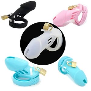 CB6000 CB6000S Silicone souple Cage de chasteté masculine dispositifs de coq jouets sexuels avec 5 anneaux manchon de pénis pour hommes G1367 240102