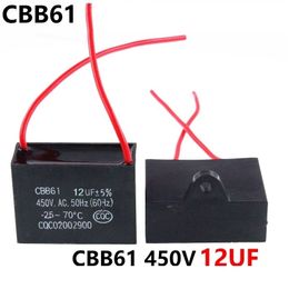 CBB61 450VAC 12UF Longueur du capacitoire de démarrage de ventilateur 10cm avec ligne