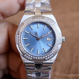 CC Factory Women Watch 33 mm ETA Mouvement Quartz Regarder Sapphire Diamond Inclay Dial Platinum Rose Gold Strap