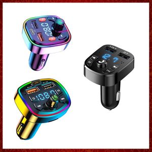 CC335 Digital Bluetooth 5.0 Chargeur de voiture Transmetteur FM PD 20W Type-C Double chargeur USB avec lumière ambiante colorée Allume-cigare