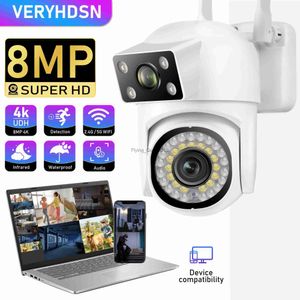 CCTV Lens 2.4G/5G HD 8MP PTZ Wifi Camera Four Screens Full Color Night Vision Security Human Detection Audio Tracking Surveillance Cameras YQ230928