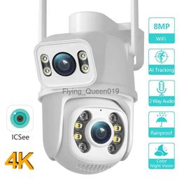 Objectif CCTV 4K 8MP 4MP Caméra IP PTZ WiFi à double objectif avec double écran AI Suivi automatique Caméra de surveillance CCTV de sécurité extérieure ICSEE APP YQ230928