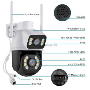 8MP 4K WiFi Security Camera Outdoor, Dual Lens Dual Screen Night Vision PTZ CCTV Camera with ICSEE APP