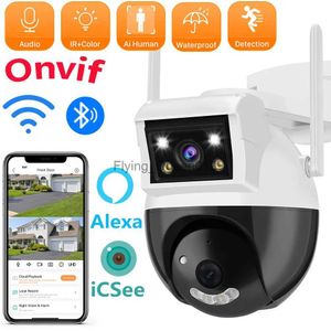 CCTV Lens 8MP Dual Screen PTZ Wifi Surveillance AI Human Detect Camera Bluetooth Connectinvity 3 Night Vision Modes IP66 Waterproof ICSEE YQ230928