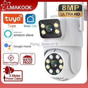 Objectif CCTV LMAKOOK 4K 8MP double objectif PTZ WIFI caméra double écran Ai humain suivi automatique extérieur 4MP sécurité vidéo Surveillance caméra Tuya YQ230928