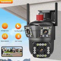 Objectif CCTV Caméra IP WIFI Suivi automatique extérieur PTZ Système de sécurité étanche Caméra vidéo Surveillance 3 objectifs Trois écrans 5K 9MP HD YQ230928