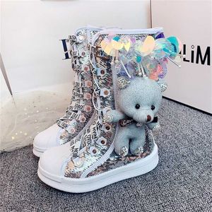 CCTWINS enfants bottes hautes 2020 automne hiver paillettes bottes enfants mode bottes filles marque tout-petits mignon chaud fourrure chaussures HB096 220209