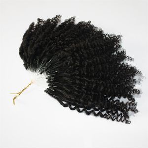 CE certifié Micro Ring Hair Extensions 400s lot Kinky Curly Loop RED 99J Yellow Natural Color241b