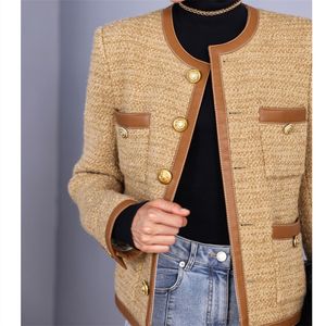 CE Nouveau 2024 printemps veste de marque pour femmes mode haut de gamme automne hiver classique LOGO tweed manteau loisirs printemps manteaux noirs cardigan anniversaire cadeau de Noël 02