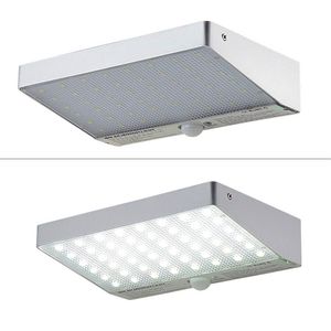 CE ROHS FCC Inalámbrico PIR Sensor de movimiento LED Lámpara solar Patio de la calle Ahorro de energía solar led exterior plano Aleación de aluminio 48LED luz de pared