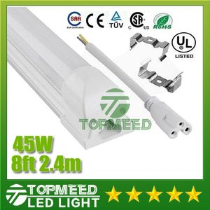 CE UL Integrated 2.4m 8ft T8 45W Led Tube Light 4800lm 85-265V Led éclairage Remplacer les Tubes Fluorescents Lampe ampoule + Garantie 3 Ans X30