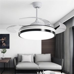 Ventilateurs de plafond Lampe Ory avec ventilateur 3 couleurs LED lame invisible à distance pour la maison salle à manger chambre salon bureau