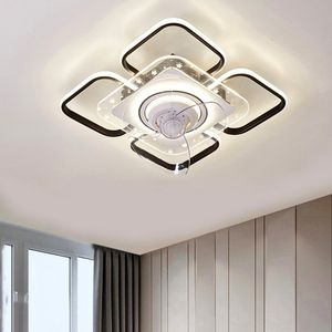 Ventilateurs de plafond avec lampe Ventilateur de plafond encastré Lumière LED à intensité variable Smart Petal Bladeless