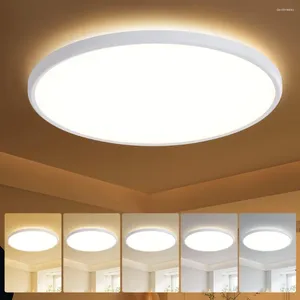 Plafonniers 18 pouces encastré luminaire LED 5 réglages de température de couleur ronde monté en surface dimmable ultra mince