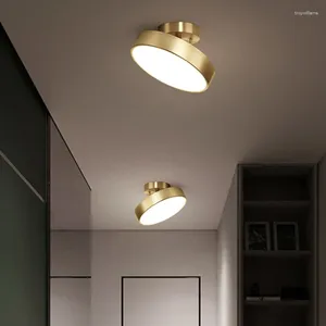 Plafonniers Tout Cuivre Beiouyang Lampe de Bureau Minimaliste Couloir Circulaire Vestiaire Salle de Bain LED