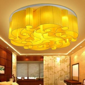 Plafonniers Lampe de style chinois Atmosphère circulaire Salon El Engineering Restaurant Lampes en tissu Éclairage Led de style chinois