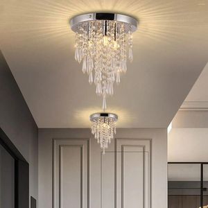 Loucles de plafond Lumiaire Crystal Modern Hall Chandelier Living Room 3-Light Flush Mount Lampe décor d'éclairage LED pour la maison