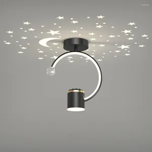 Plafonniers LED Lumière Projecteur Intérieur Étoile Lune Maison Décorative Ronde Lampe Encastrée 3 Modes D'éclairage Raccords de Chambre