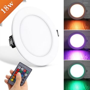 Plafonniers Panneau LED Rond RGB 18W Multi Modes Lampe Downlight Avec Télécommande Global Lighting