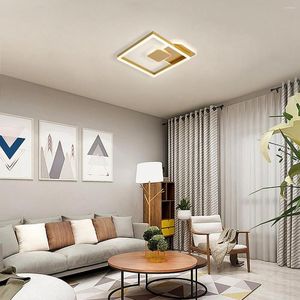 Luces de techo Luz regulable Montaje empotrado cerca con sombra dorada Accesorios de iluminación acrílicos modernos para sala de estar