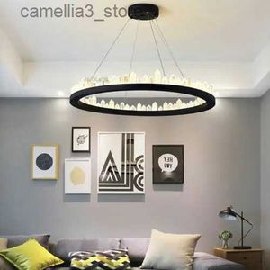 Plafonniers Moderne K9 anneau de cristal clair suspension lampe ronde LED lustre pendentif plafonnier pour salon chambre décor à la maison Q231120