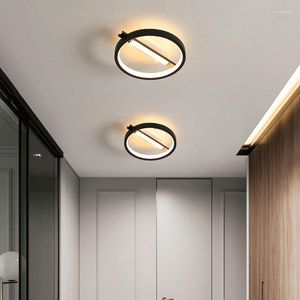 Plafonniers LED modernes ronds pour couloir couloir noir or lustre salon salle à manger cuisine 110V 220V luminaires