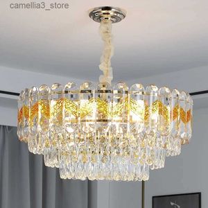 Plafonniers Lustre de plafond en cristal de luxe moderne Lustre suspendu pour la maison salon chambre modèle salle à manger lampe d'intérieur Q231120